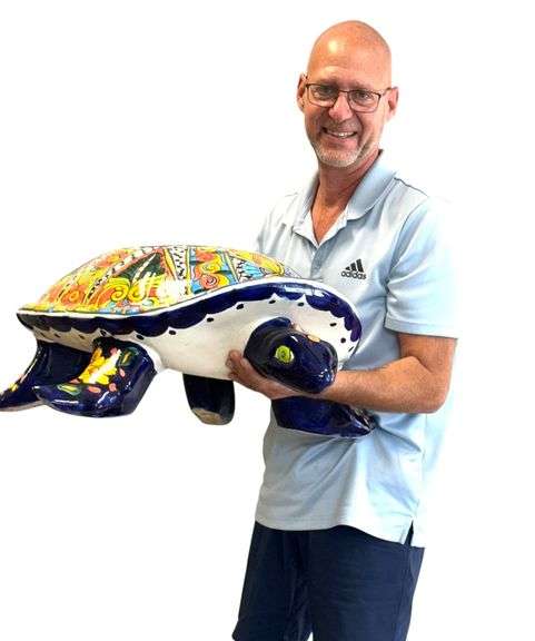 Mexican Talavera Pottery - LARGE Turtle Planter