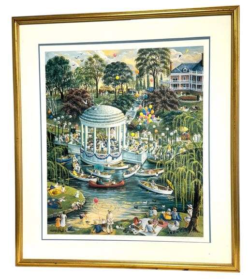 Karl Doerflinger's CONCERT IN THE PARK Litho Print S/N Roger Williams Park R.I.