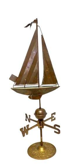 Copper Sailboat Weathervane on Stand