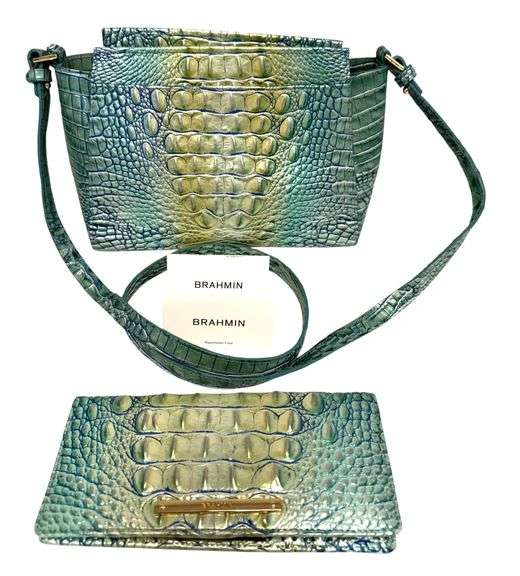 Brahmin Melbourne Collection Hillary Crossbody & Wallet, Seafaom Ombre
