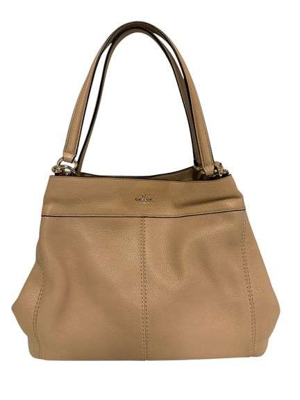 Coach Lexy Pebble Leather Shoulder Bag, Beige/ Light Khaki