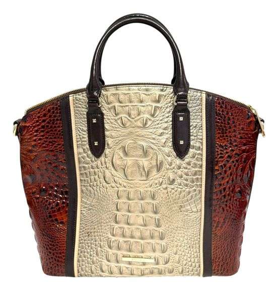 Brahmin Large Duxbury Hemlock Westwood Croc Embossed Leather Convertible Satchel