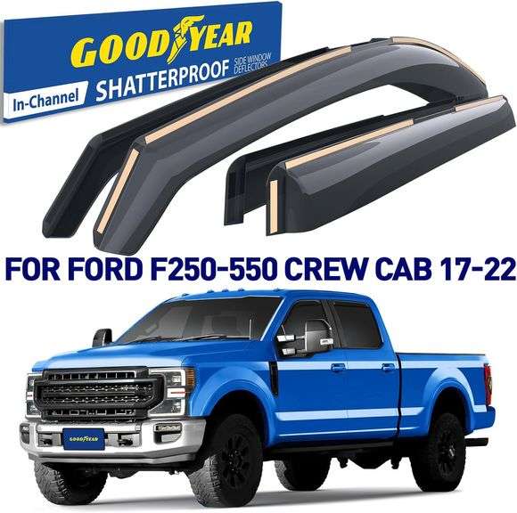 Goodyear Shatterproof in-Channel Window Deflectors for Ford F250 to F550 Super Duty 2017-2022 Crew C