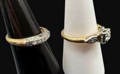 Stamped 14K Gold Vintage Diamond Wedding Ring Set [4.52g]