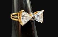 Stamped 10K Gold CZ Bow Tie Ring [1.87g]