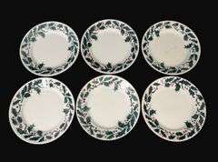 Early Luneville France Holly Berry Dessert Bowls