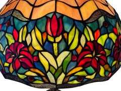 One of a Pair of Tiffany Style Stained Glass Lamps