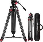 Neewer Video Tripod, Heavy Duty Aluminum Alloy Camera Tripod Stand with 360° Fluid Drag Head - NEW