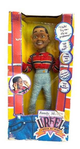 Vintage Hasbro Urkel Talking Doll 16in in Orig TLC Box - Works!