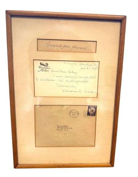 Original Grandma Moses Autographed Cut w/ Letter (1957)