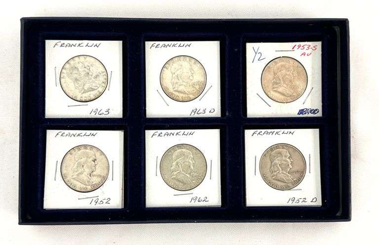 6pc Franklin Half Dollar Collection ( 1950's & 1960's )