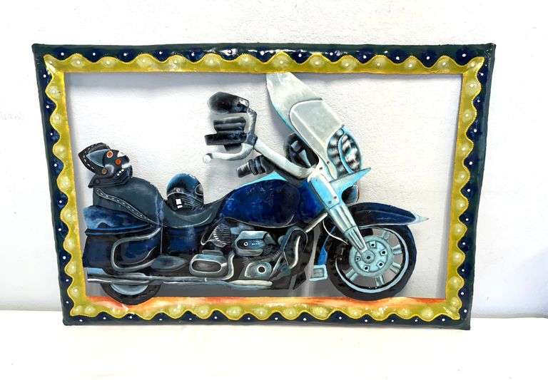 Large Custom Made Metal Art - Motorcycle Art Wall Display