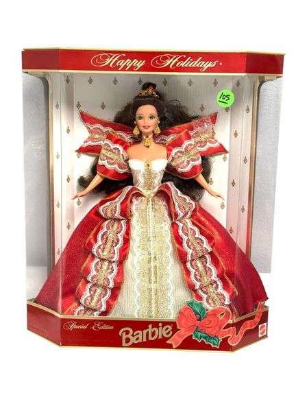 1997 Happy Holidays 10th Anniversary Hallmark Barbie, New
