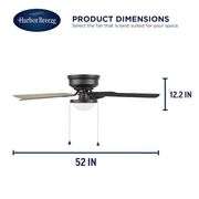 Harbor Breeze Armitage 52-in Flush Mount Matte Black with Black/Cocoa Blades Ceiling Fan With Light 
