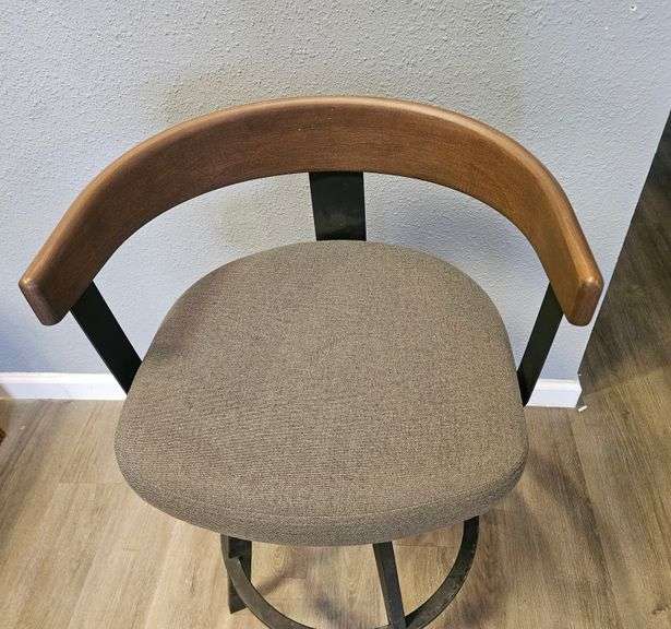 Wood Back Modern Metal Stool, 25" Seat Height