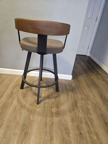 Wood Back Modern Metal Stool, 25" Seat Height