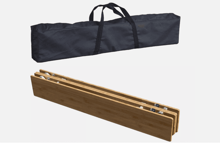 New Buffalo Tools Adjustable 40" Folding Bamboo Table with Carrying Case