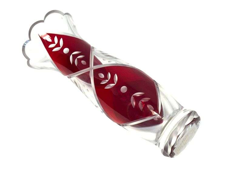 Lenox Crystal Vase, 9" Flower Vase Crimson Splendor