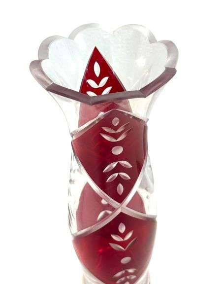 Lenox Crystal Vase, 9" Flower Vase Crimson Splendor