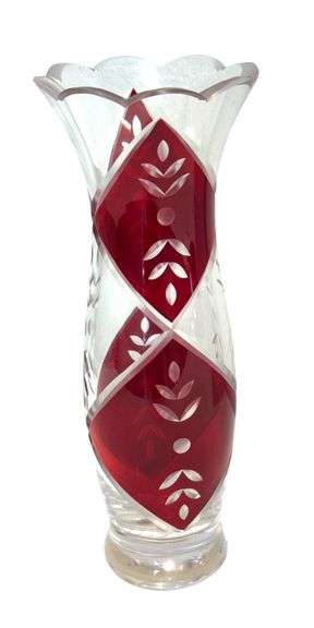 Lenox Crystal Vase, 9" Flower Vase Crimson Splendor