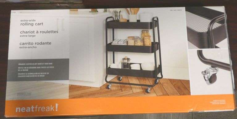 New Neatfreak Black Extra Wide Rolling Cart
