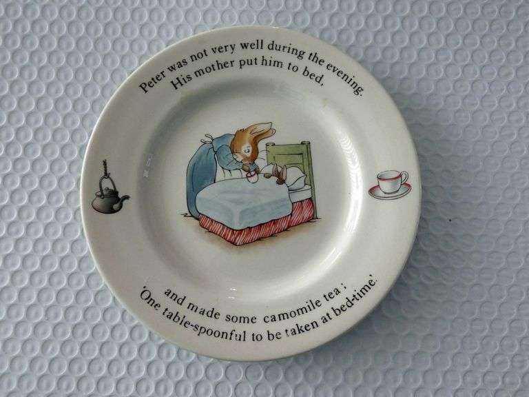 Beatrix Potter PETER RABBIT "Sick in Bed" 7" Plate
