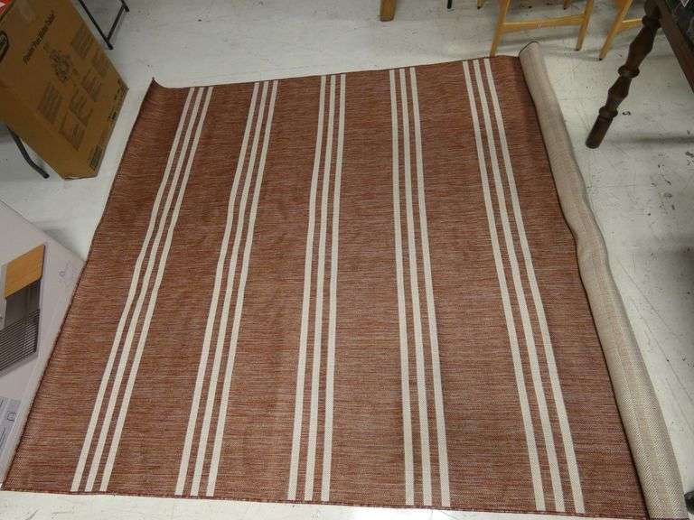 7ft x 10ft Rust Red & White Rug