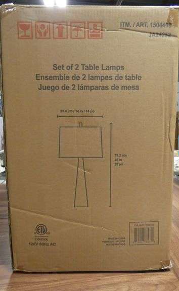 New Set of 2 Tapered Table Lamps