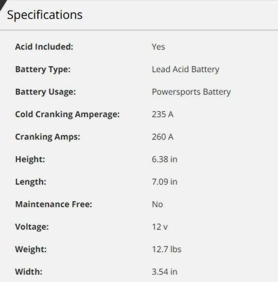 New 18-A AutoCraft 18A Powersports Battery