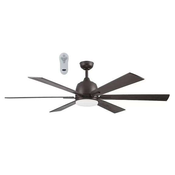Harbor Breeze Bradbury 60-in Integrated LED - Hickory/Walnut Blades Ceiling Fan With Light - Remote 