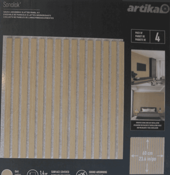 Artika Oak & Grey Sonolok Sound-Absorbing Slatted Panel Kit