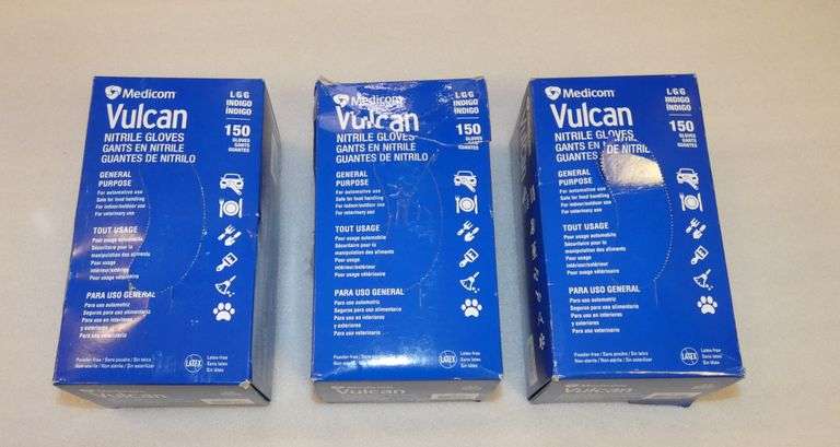 3 Boxes Large Medicom VULCAN Nitrile Gloves @150 per box