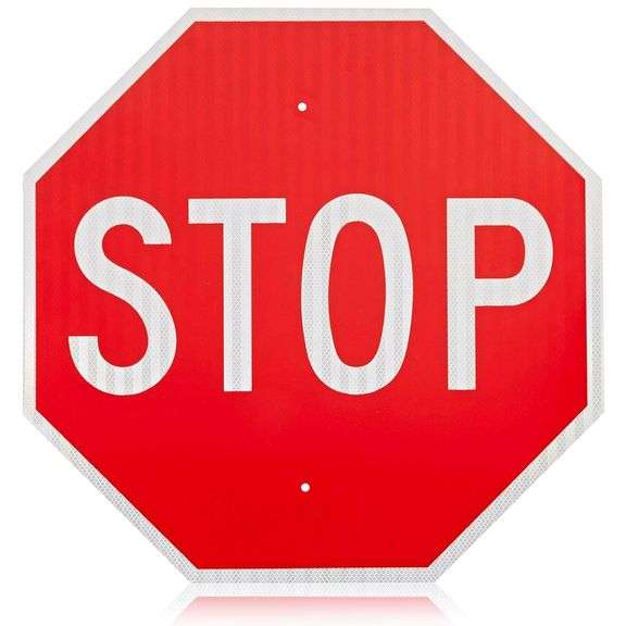 Large Stop Sign 30 x 30 Inches - High Intensity Prismatic Aluminum - UV Protected and Weather Resist