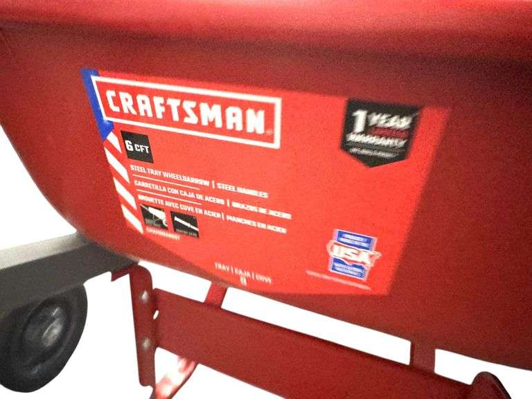 CRAFTSMAN 6-cu ft 1 Wheel Steel Push Wheelbarrow, See Description