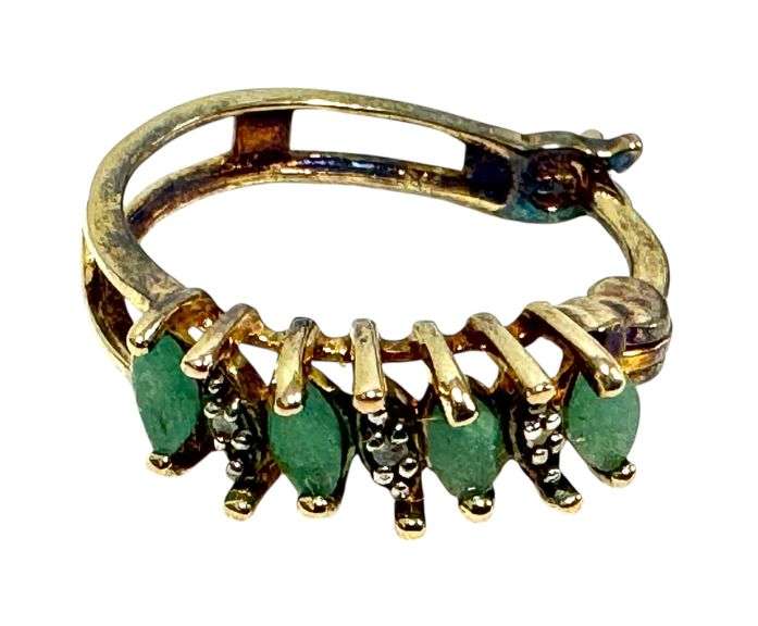 Sterling, Emerald & Diamond Earring Set