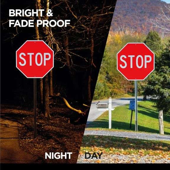 Large Stop Sign 30 x 30 Inches - High Intensity Prismatic Aluminum - UV Protected and Weather Resist
