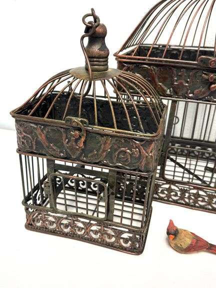 2pc Metal Bird Cage w/ 2 Birds