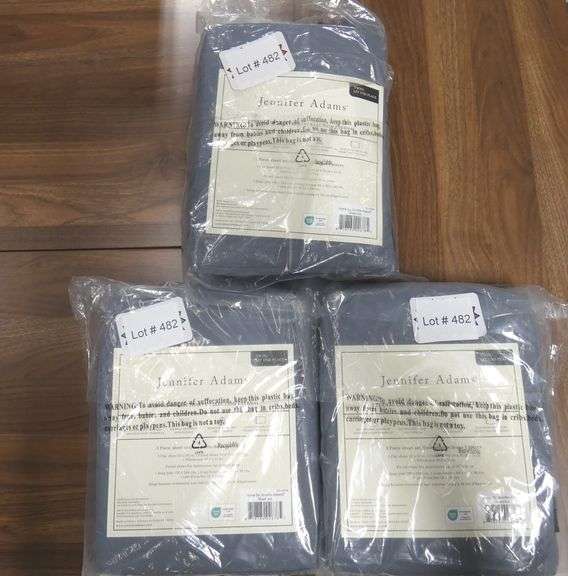 3 Sets Jennifer Adams Twin Size Sheet Sets -Grey