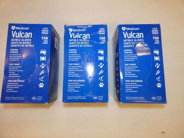 3 Boxes Large Medicom VULCAN Nitrile Gloves @150 per box