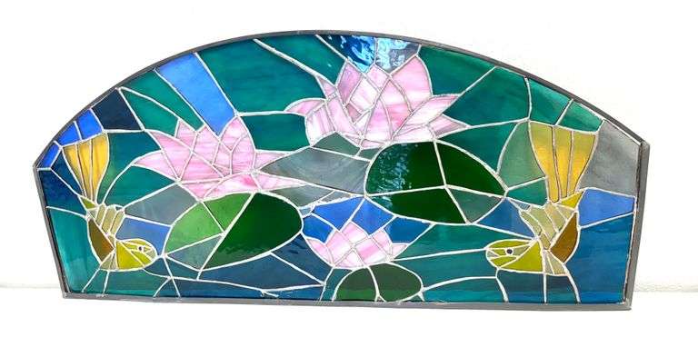 Large Stain Glass Window Panel ( 37" x 17" )