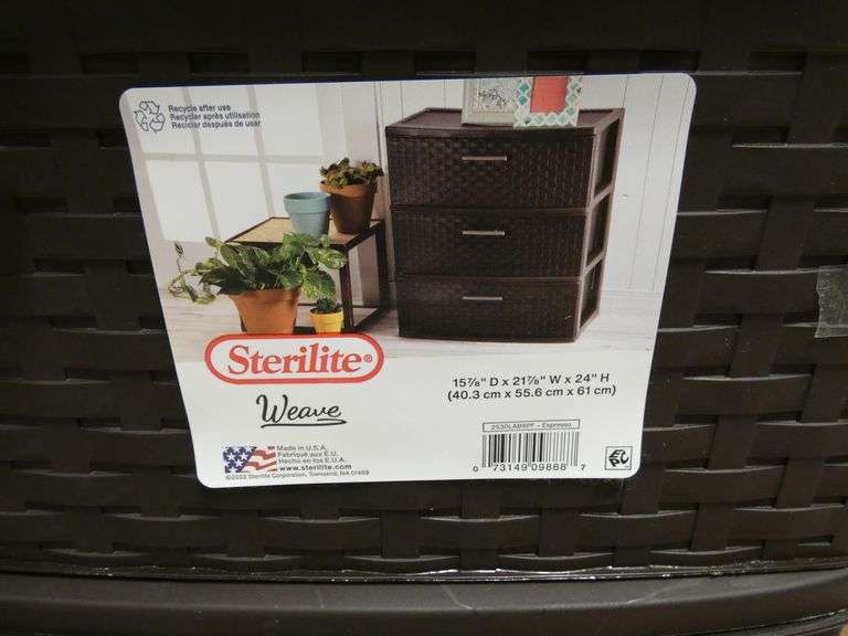 New Espresso Sterilite 3 Drawer Weave Pattern Plastic Storage Cabinet