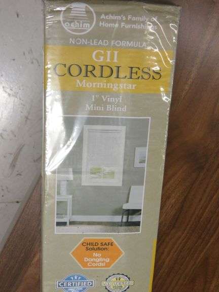 Two 57" x 64" Alabaster Cordless 1" Mini Blinds
