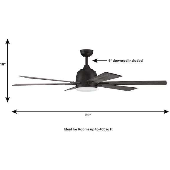 Harbor Breeze Bradbury 60-in Integrated LED - Hickory/Walnut Blades Ceiling Fan With Light - Remote 