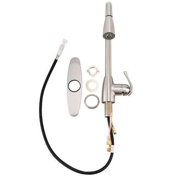 Project Source Tucker Stainless Steel Single Handle Deck-mount Pull-down Kitchen Faucet with Sprayer
