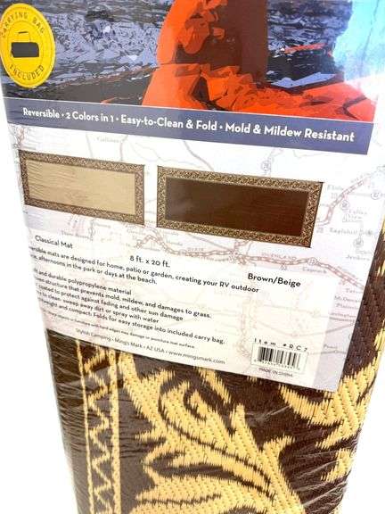 Ming's Mark Reversible Camping Mat, 8 x 20 Foot Brown and Tan, New