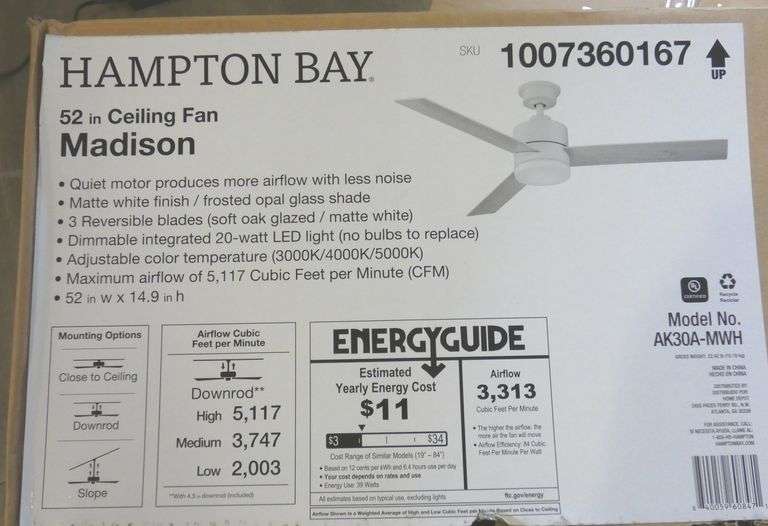 New Hampton Bay MADISON 52" Ceiling Fan