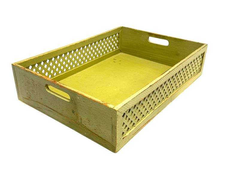 Three Hands Green Shabby Chic Fretwork Wood Tray