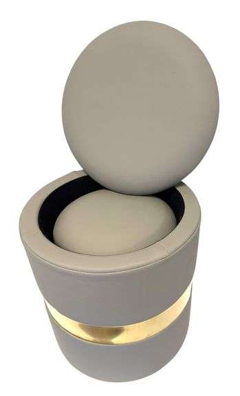 Set of 2 PU Leather Round Storage Ottomans , New