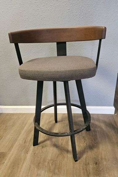 Wood Back Modern Metal Stool, 25" Seat Height