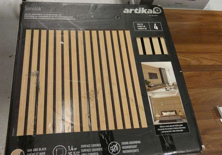 Artika Oak & Black Sonolok Sound-Absorbing Slatted Panel Kit